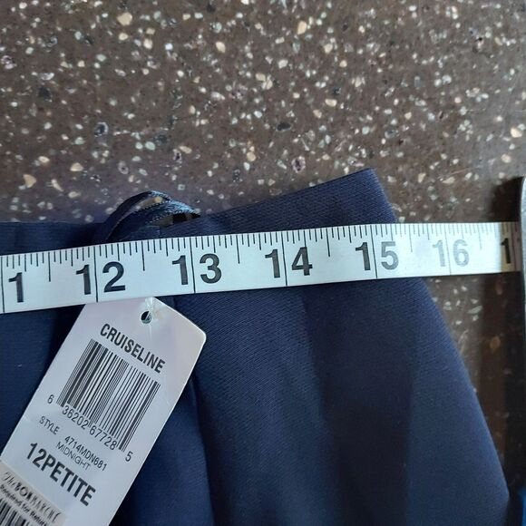 Style & Co Long Maxi Skirt Womens Size 12P Navy Blue Straight Zipper NWT - Picture 10 of 11